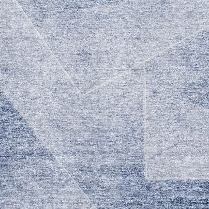 Blue And Ivory Geometric Washable Area Rug With UV Protection Photo 3