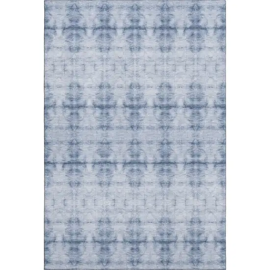 Blue And Ivory Geometric Washable Area Rug With UV Protection Photo 1