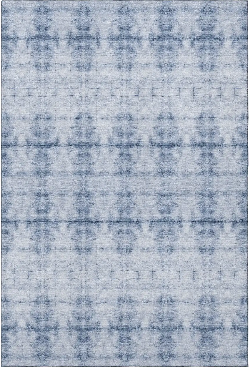 Blue And Ivory Geometric Washable Area Rug With UV Protection Photo 4