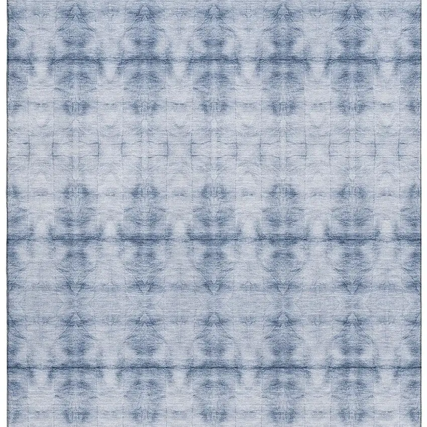 Blue And Ivory Geometric Washable Area Rug With UV Protection Photo 3
