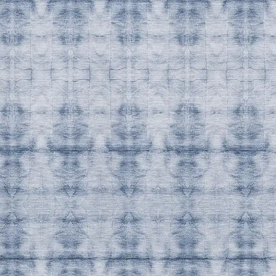 Blue And Ivory Geometric Washable Area Rug With UV Protection Photo 3