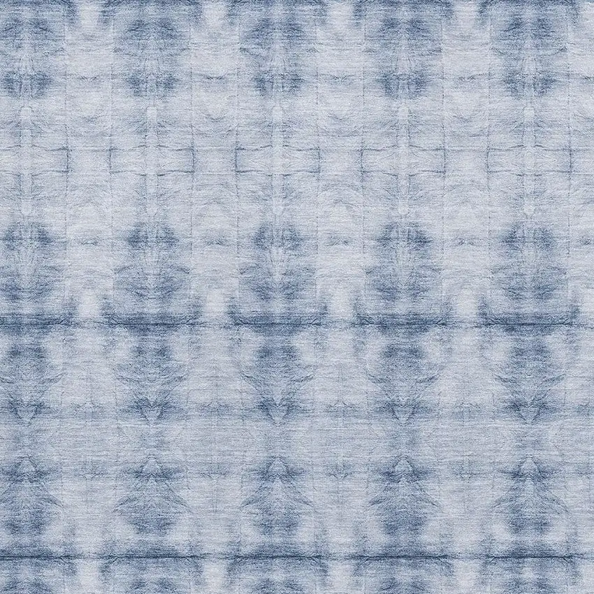 Blue And Ivory Geometric Washable Area Rug With UV Protection Photo 3