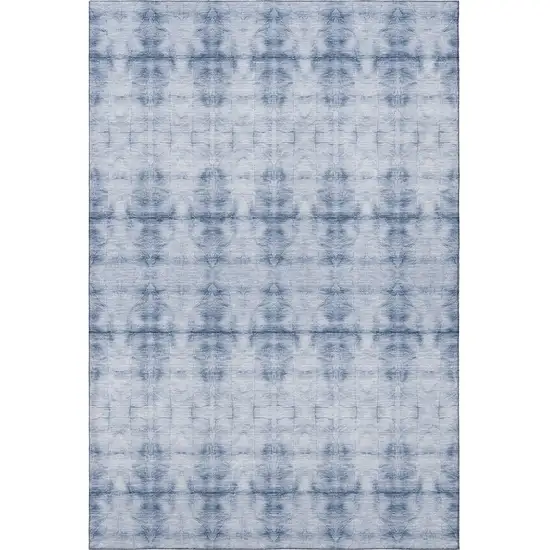 Blue And Ivory Geometric Washable Area Rug With UV Protection Photo 3