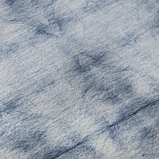 Blue And Ivory Geometric Washable Area Rug With UV Protection Photo 9