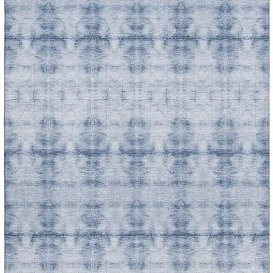 Blue And Ivory Geometric Washable Area Rug With UV Protection Photo 4