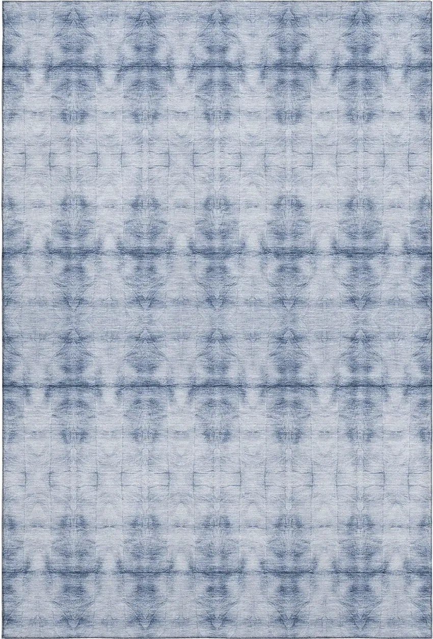Blue And Ivory Geometric Washable Area Rug With UV Protection Photo 1