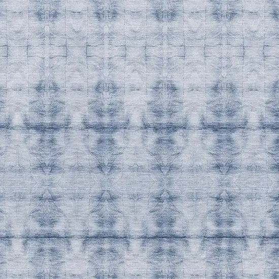 Blue And Ivory Geometric Washable Area Rug With UV Protection Photo 3