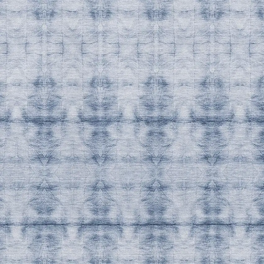 Blue And Ivory Geometric Washable Area Rug With UV Protection Photo 3