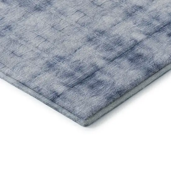 Blue And Ivory Geometric Washable Area Rug With UV Protection Photo 7