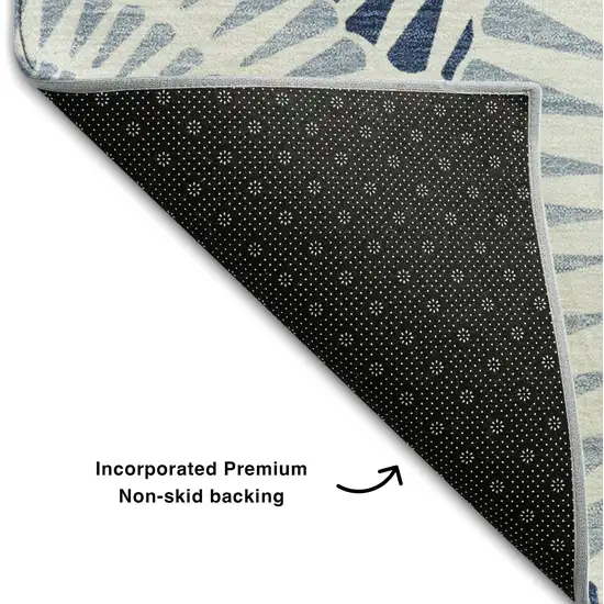Blue And Ivory Geometric Washable Area Rug With UV Protection Photo 7