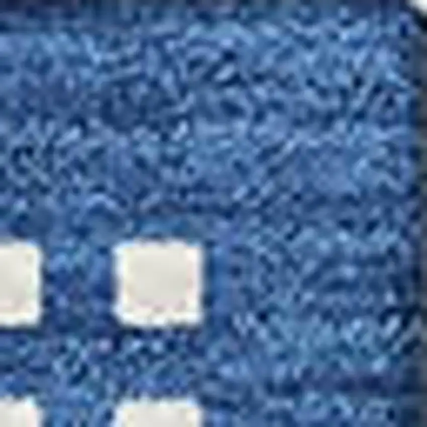 Blue And Ivory Geometric Washable Area Rug With UV Protection Photo 3