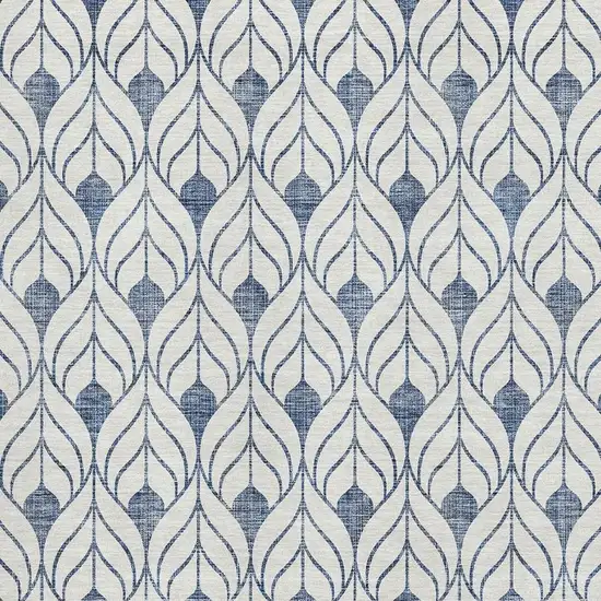 Blue And Ivory Geometric Washable Area Rug With UV Protection Photo 2