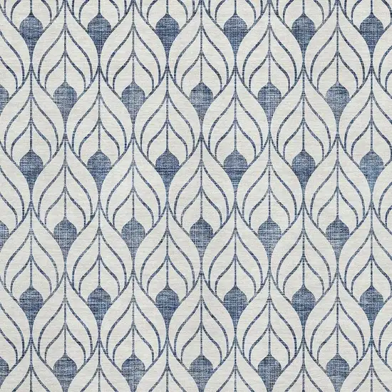 Blue And Ivory Geometric Washable Area Rug With UV Protection Photo 2