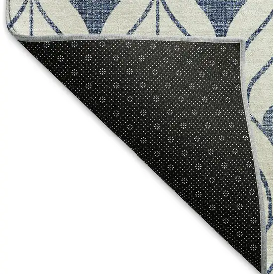 Blue And Ivory Geometric Washable Area Rug With UV Protection Photo 5