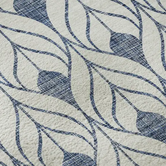Blue And Ivory Geometric Washable Area Rug With UV Protection Photo 8