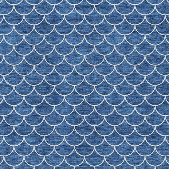 Blue And Ivory Geometric Washable Area Rug With UV Protection Photo 2