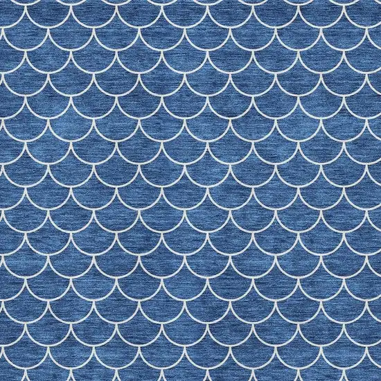 Blue And Ivory Geometric Washable Area Rug With UV Protection Photo 2