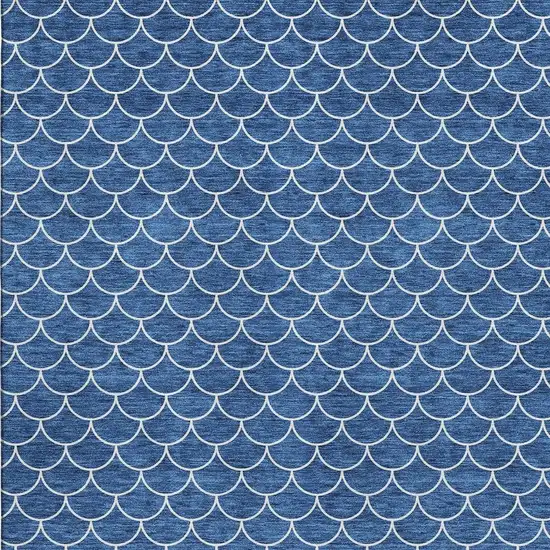 Blue And Ivory Geometric Washable Area Rug With UV Protection Photo 3