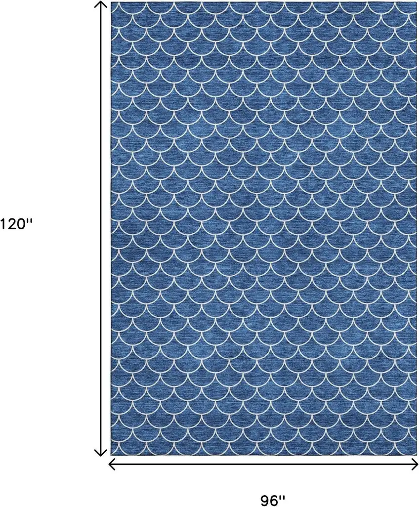 Blue And Ivory Geometric Washable Area Rug With UV Protection Photo 9