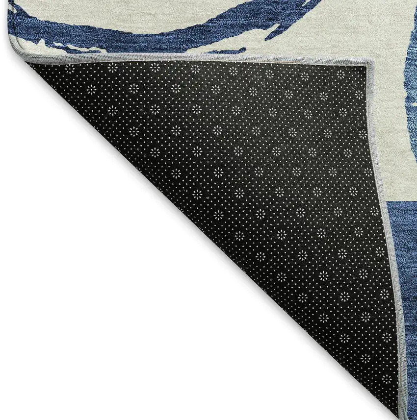 Blue And Ivory Geometric Washable Area Rug With UV Protection Photo 6