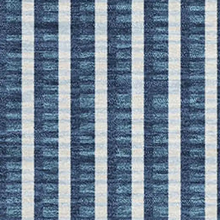 Blue And Ivory Geometric Washable Area Rug With UV Protection Photo 2