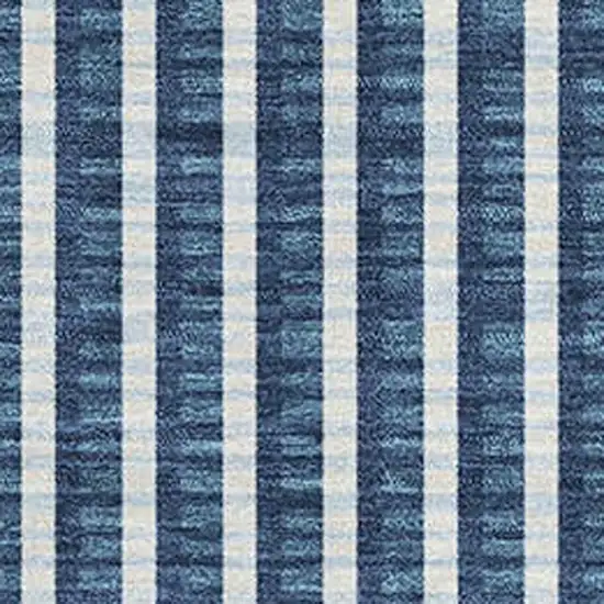 Blue And Ivory Geometric Washable Area Rug With UV Protection Photo 2