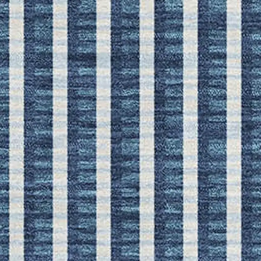 Blue And Ivory Geometric Washable Area Rug With UV Protection Photo 2