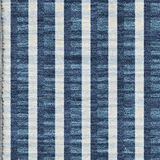 Blue And Ivory Geometric Washable Area Rug With UV Protection Photo 2