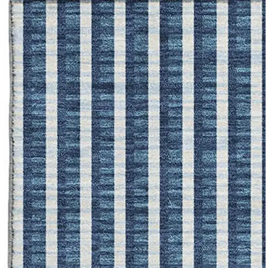 Blue And Ivory Geometric Washable Area Rug With UV Protection Photo 3