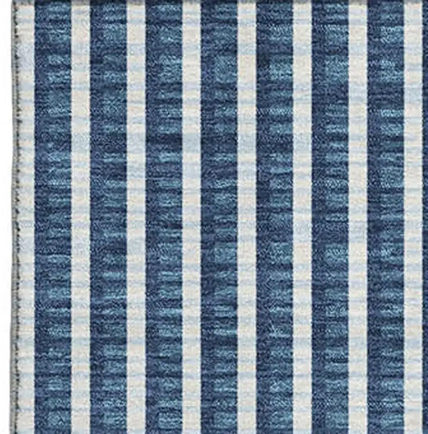 Blue And Ivory Geometric Washable Area Rug With UV Protection Photo 3