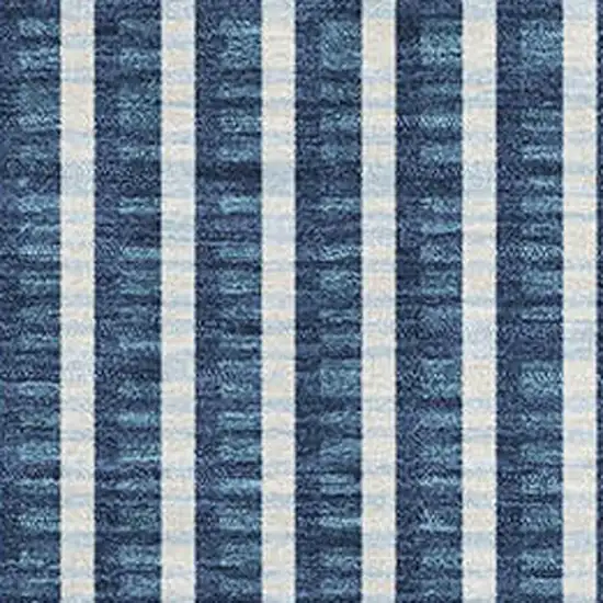 Blue And Ivory Geometric Washable Area Rug With UV Protection Photo 2