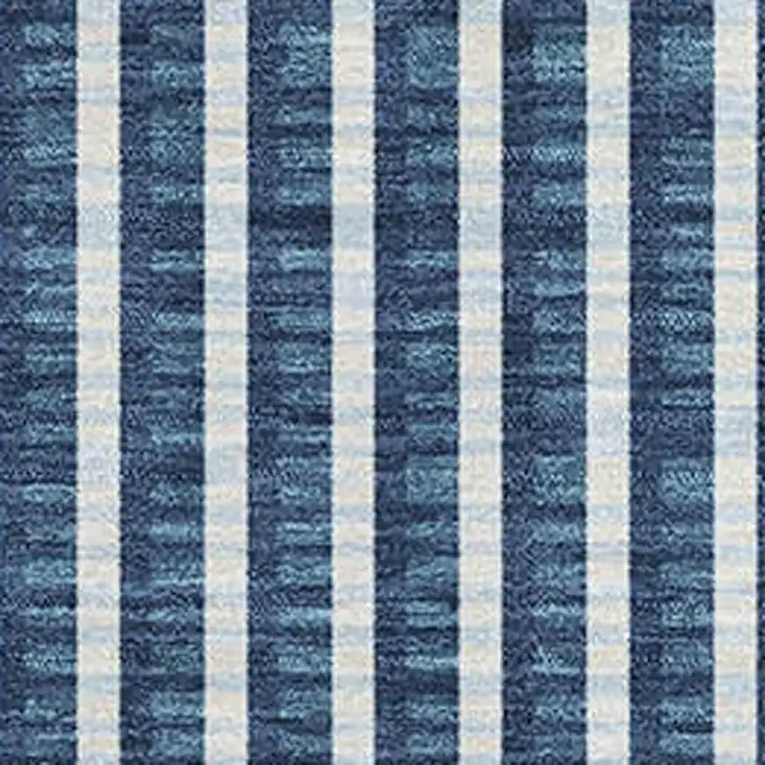 Blue And Ivory Geometric Washable Area Rug With UV Protection Photo 2