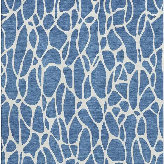 Blue And Ivory Geometric Washable Area Rug With UV Protection Photo 2