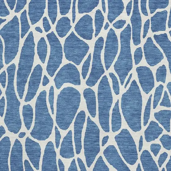 Blue And Ivory Geometric Washable Area Rug With UV Protection Photo 2