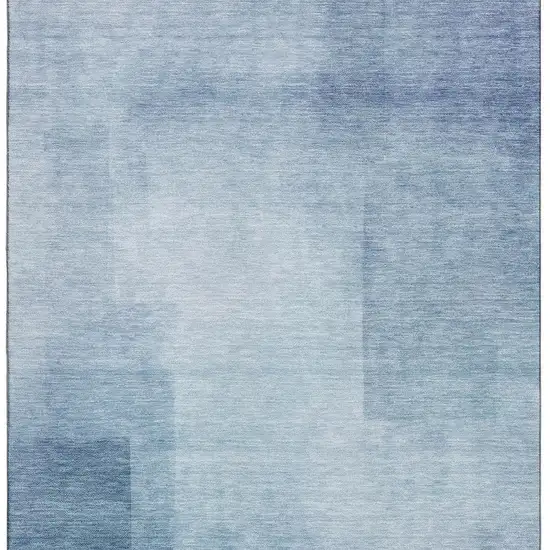 Blue And Ivory Geometric Washable Area Rug With UV Protection Photo 4