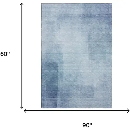 Blue And Ivory Geometric Washable Area Rug With UV Protection Photo 8