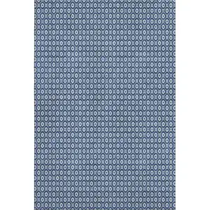 Photo of Blue And Ivory Geometric Washable Area Rug With UV Protection