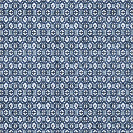 Blue And Ivory Geometric Washable Area Rug With UV Protection Photo 3