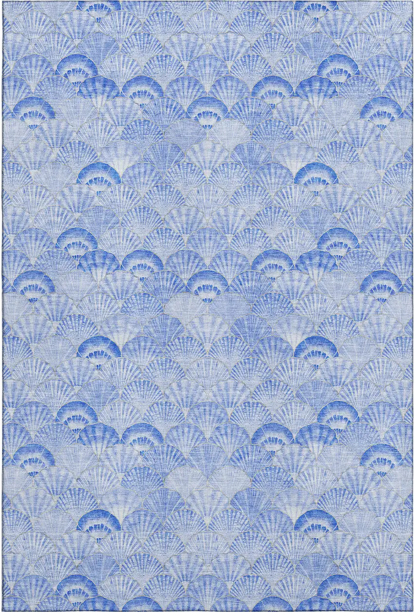 Blue And Ivory Geometric Washable Area Rug With UV Protection Photo 2