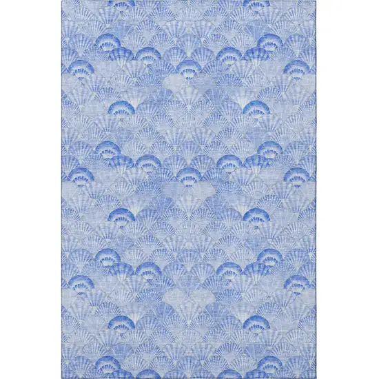 Blue And Ivory Geometric Washable Area Rug With UV Protection Photo 4