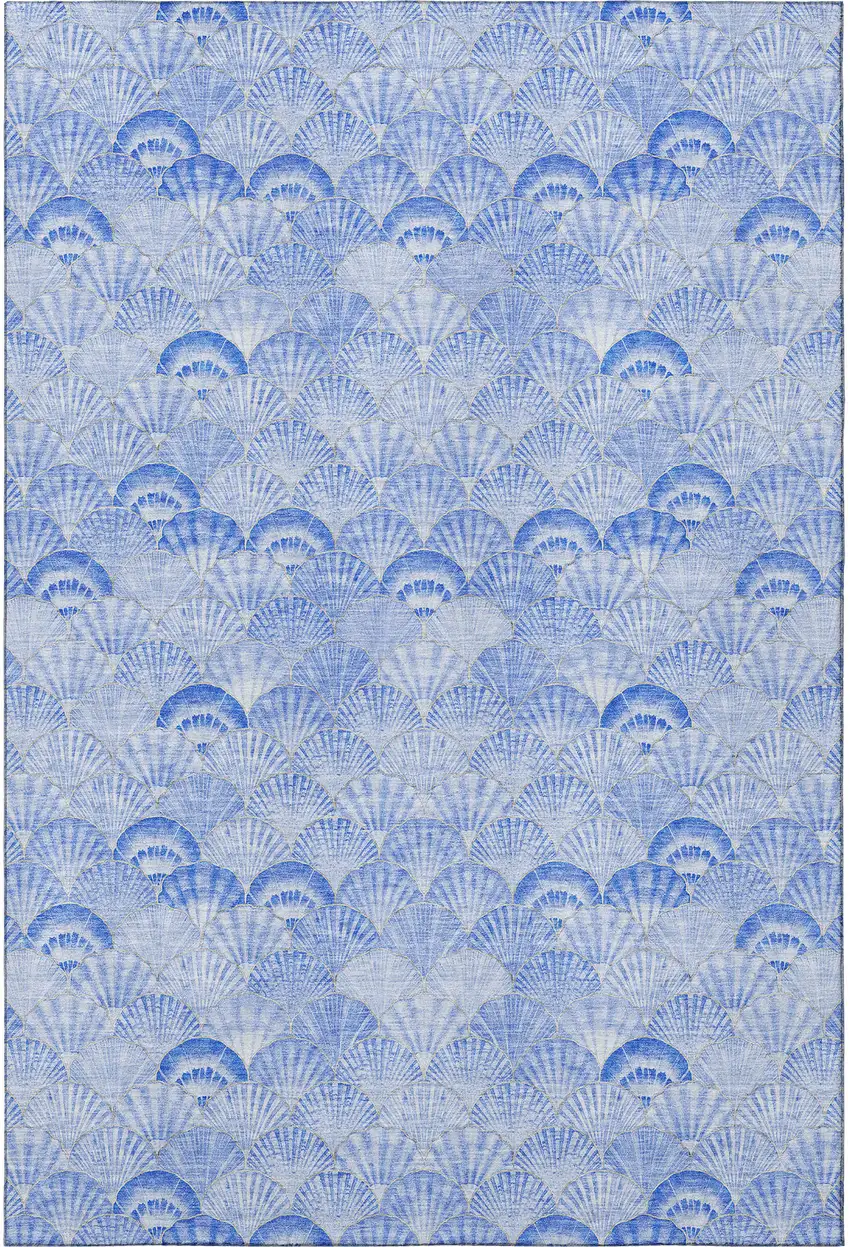 Blue And Ivory Geometric Washable Area Rug With UV Protection Photo 4