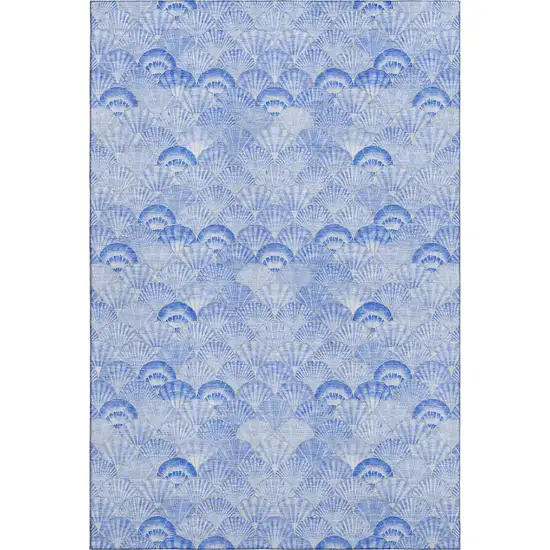 Blue And Ivory Geometric Washable Area Rug With UV Protection Photo 2