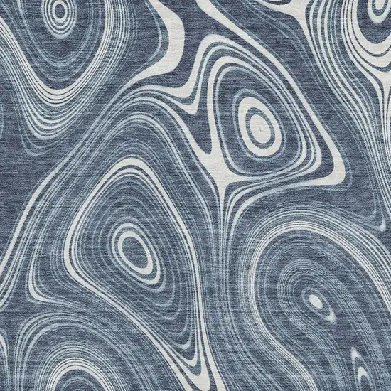 Blue And Ivory Geometric Washable Area Rug With UV Protection Photo 3