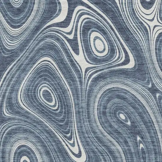 Blue And Ivory Geometric Washable Area Rug With UV Protection Photo 3