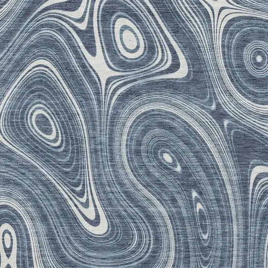 Blue And Ivory Geometric Washable Area Rug With UV Protection Photo 3