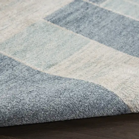 Blue And Ivory Geometric Washable Area Rug Photo 7