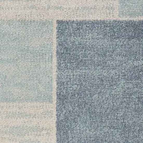 Blue And Ivory Geometric Washable Area Rug Photo 4