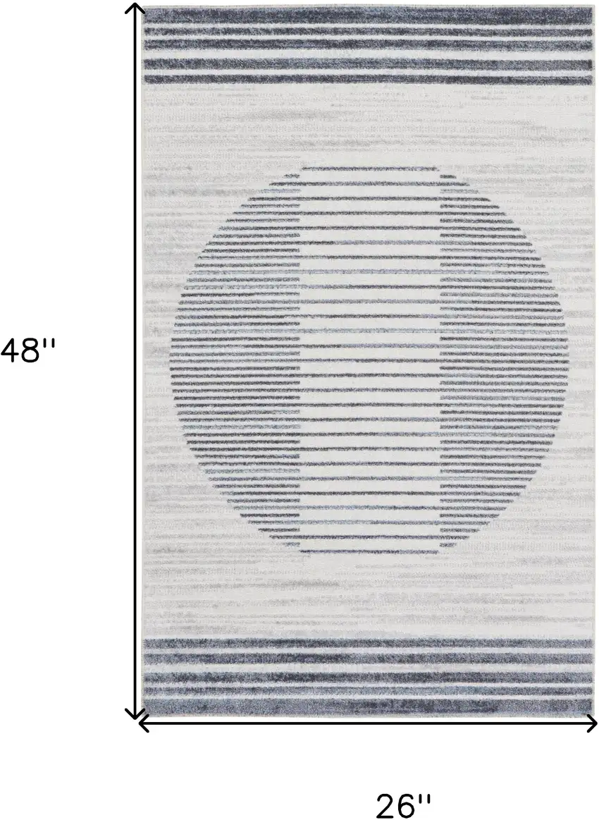 Blue And Ivory Geometric Washable Area Rug Photo 3