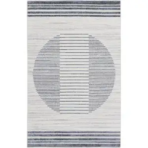 Photo of Blue And Ivory Geometric Washable Area Rug