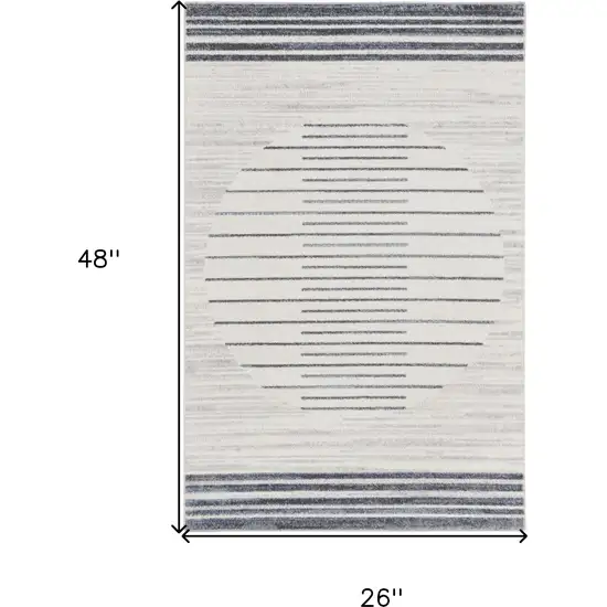 Blue And Ivory Geometric Washable Area Rug Photo 3